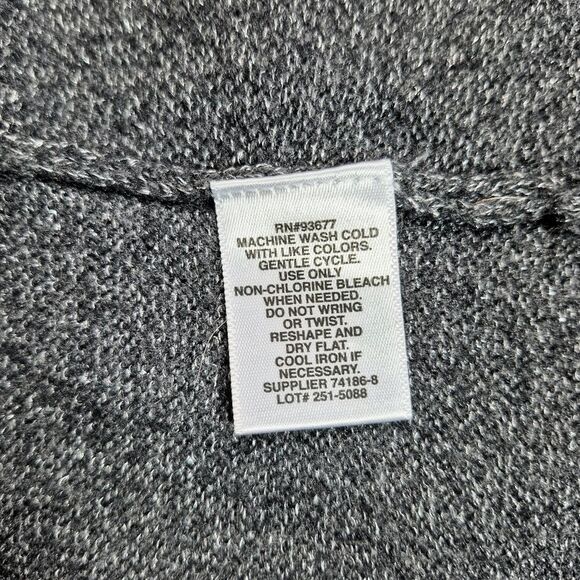 Liz Claiborne Gray Silver Metallic Sparkle Faux Wrap V-Neck Sweater Dress Medium - Picture 11 of 12